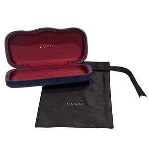 Gucci‎ Glasses clamshell Case Blue Velvet with Pouch Authentic Designer Eyewear
